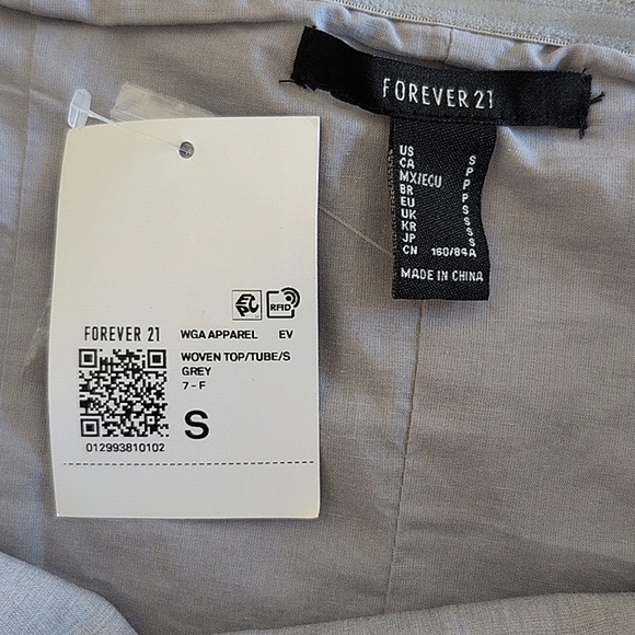 Forever 21 Womens Small NWT Button Up Strapless Top Gray Contemporary Preppy - Picture 5 of 6